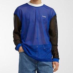 Blue and black mesh long sleeve